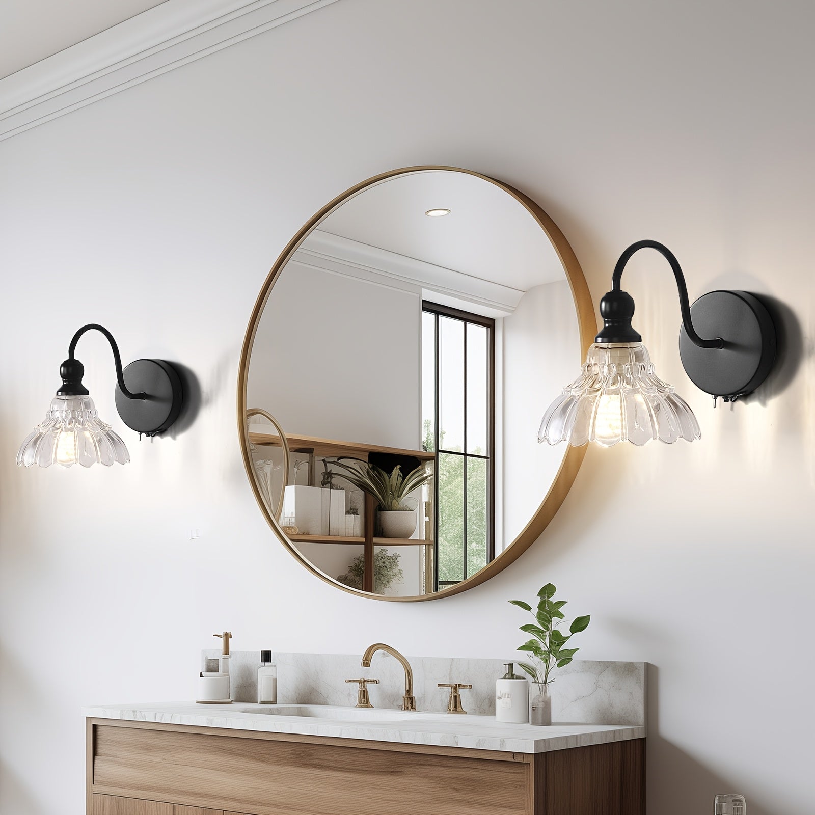 Wall Sconce Light with Remote Control Dimmable LED Lamp - Rechargeable Wall Light Suitable for Bedroom, Living Room, Bathroom, Vanity, Panel Fixtures, Infrared, Semi-Recessed Installation, Battery Operated