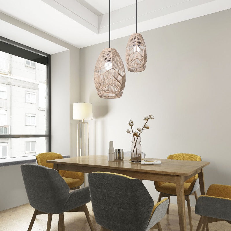 Elegant Handcrafted Woven Paper Rope Pendant Light, a Easy And Vintage Decor for Inns, Hotels, And Restaurants