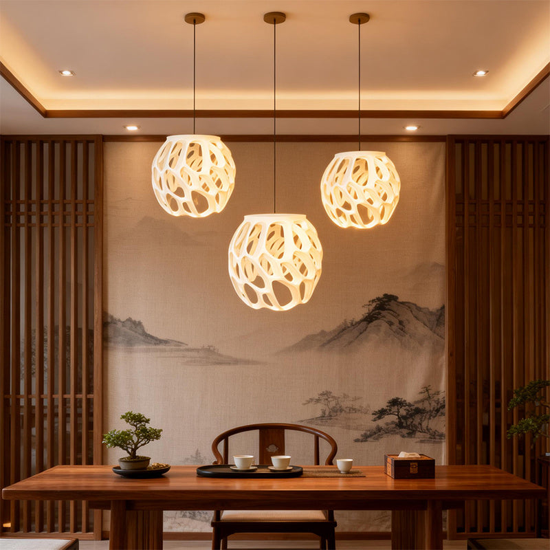 3D Printed Spherical Lampshade with Honeycomb Pattern - Diffused Soft Light Ceiling Fixture, Plastic Ceiling Dome Light for Bedroom & Restaurant, Modern Ambient Lighting for Cozy Atmosphere ( Installation)