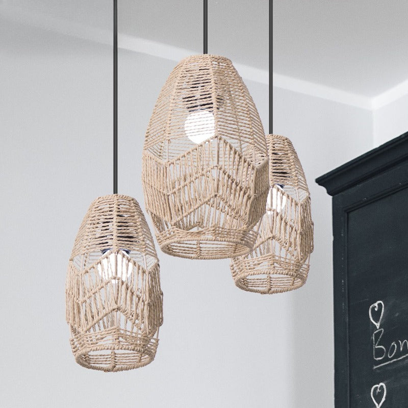 Elegant Handcrafted Woven Paper Rope Pendant Light, a Easy And Vintage Decor for Inns, Hotels, And Restaurants