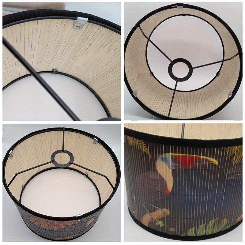 1pc Bamboo Flower Animal Pattern Lampshade for Home\u002F Homestay Decoration, Suitable for Pendant Lights, Floor Lamps, and Desk Lamps Without Wires