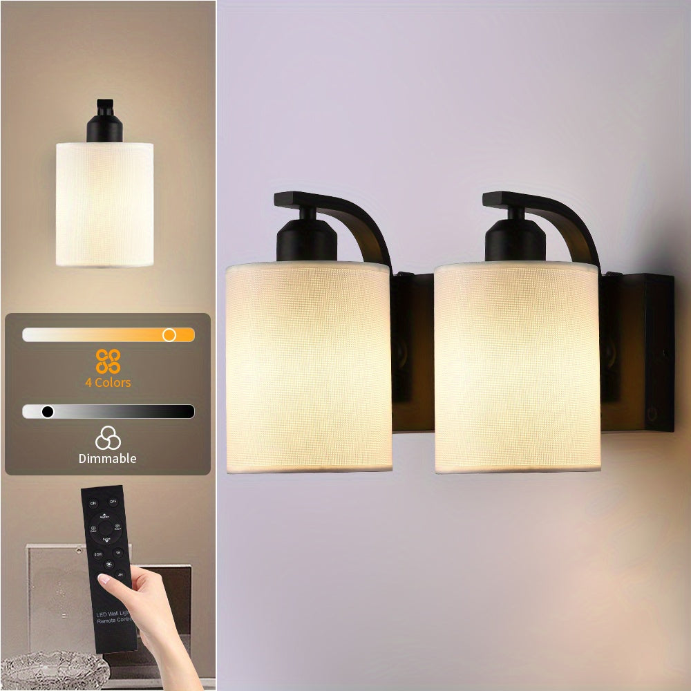 2 Sets Of Cordless LED Wall Lights with Remote Dimming Function, Suitable for 3000K-6000K Battery Powered Wall Lights In Bedrooms\u002Fcorridors, Modern Picture Lights On Walls, Warm White to Daylight (no Need for Hard Wiring)