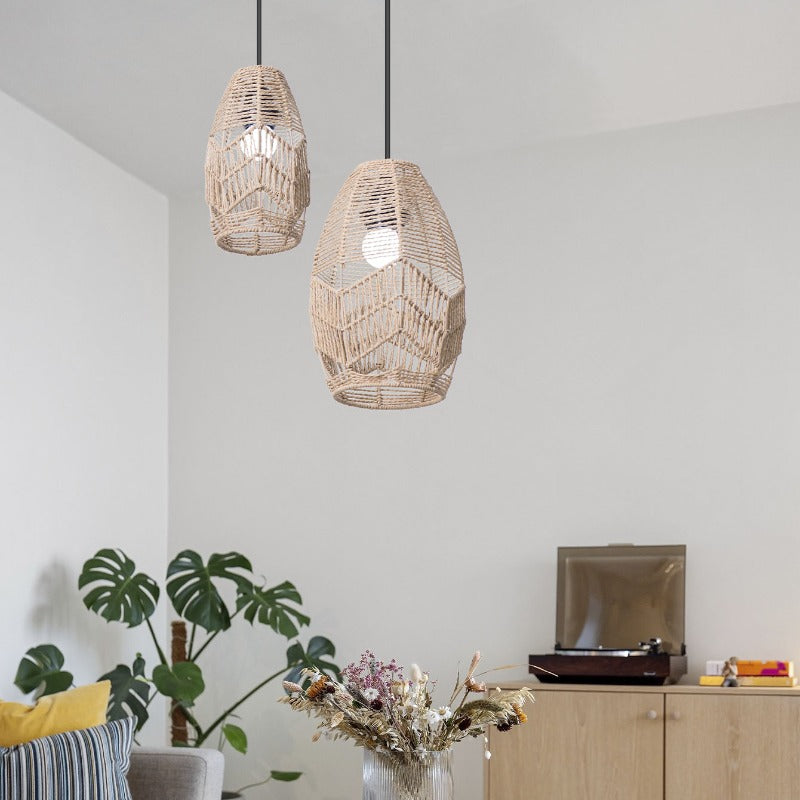 Elegant Handcrafted Woven Paper Rope Pendant Light, a Easy And Vintage Decor for Inns, Hotels, And Restaurants