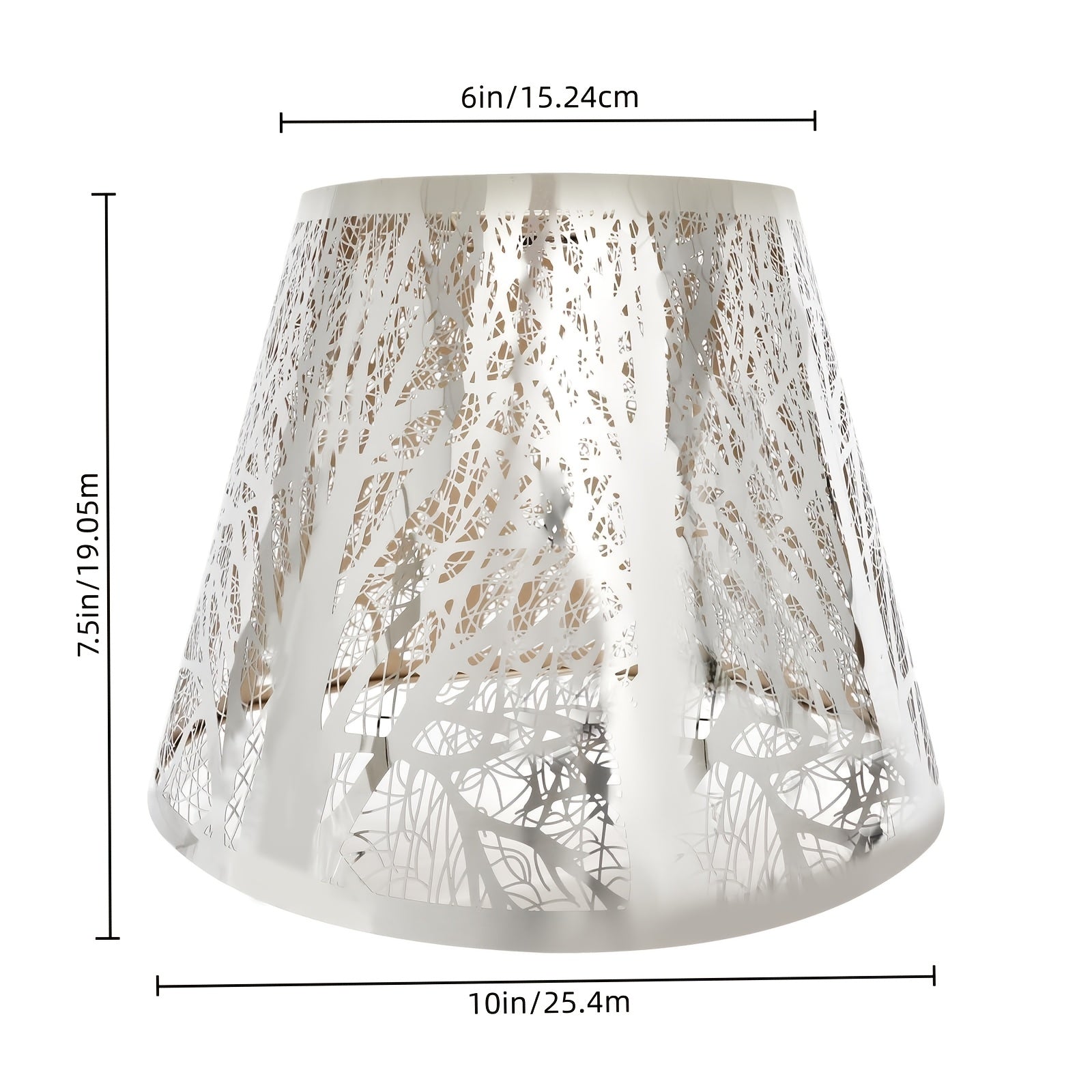 Etched Woodland Metal Lampshade Compatible for Table\u002FFloor Lamps - Black Exterior & Golden Interior Diffuser, Elegant Shade for, Square (7x13x7.8\