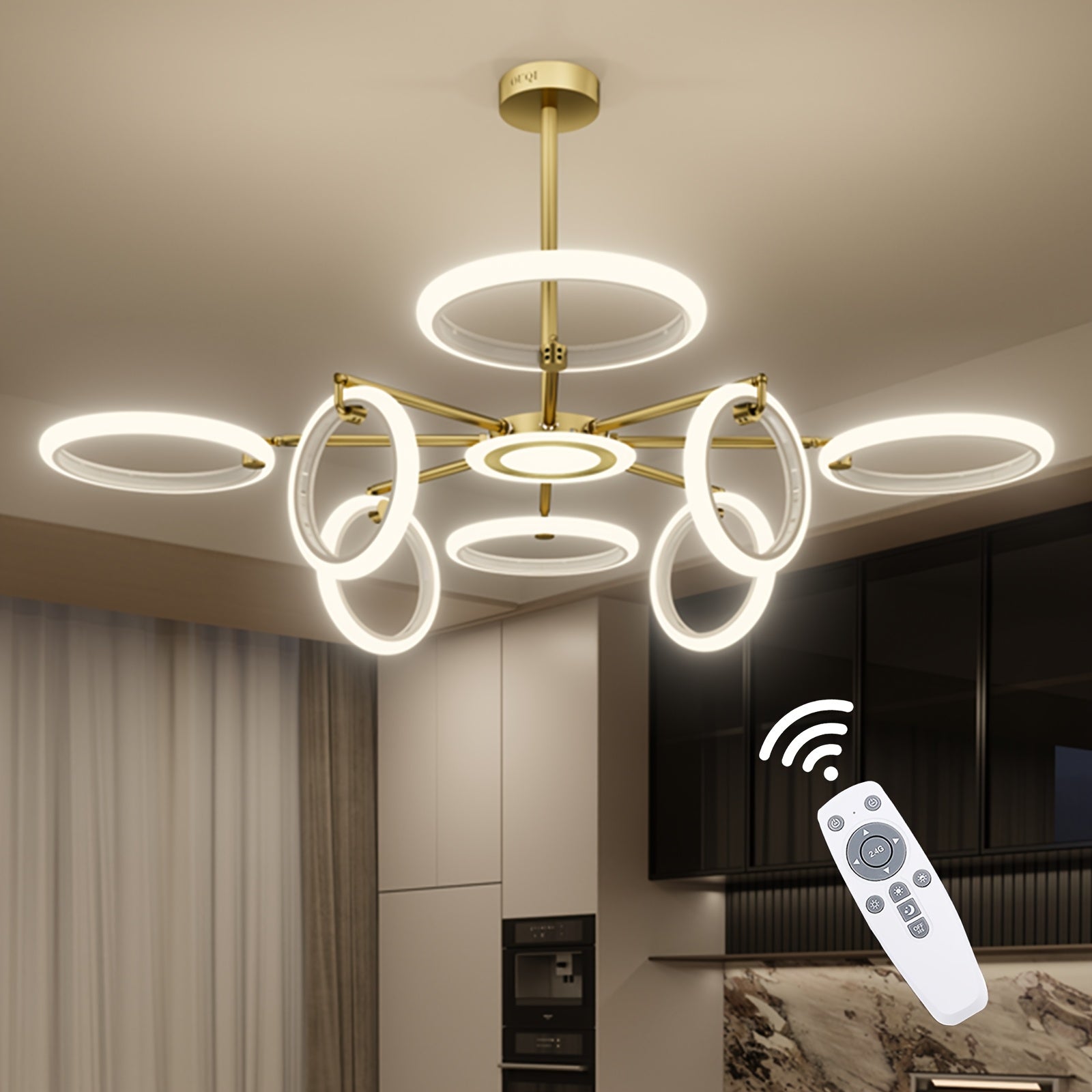 Multifunctional LED Ceiling Light with Remote Control, - 120W, 10800LM, Stepless Dimming (2800-7000K), A Height-adjustable Lamp, Perfect for Living Room, Bedroom, Etc, - White, Christmas Gift, Kitchen, Corridor, Dining Room