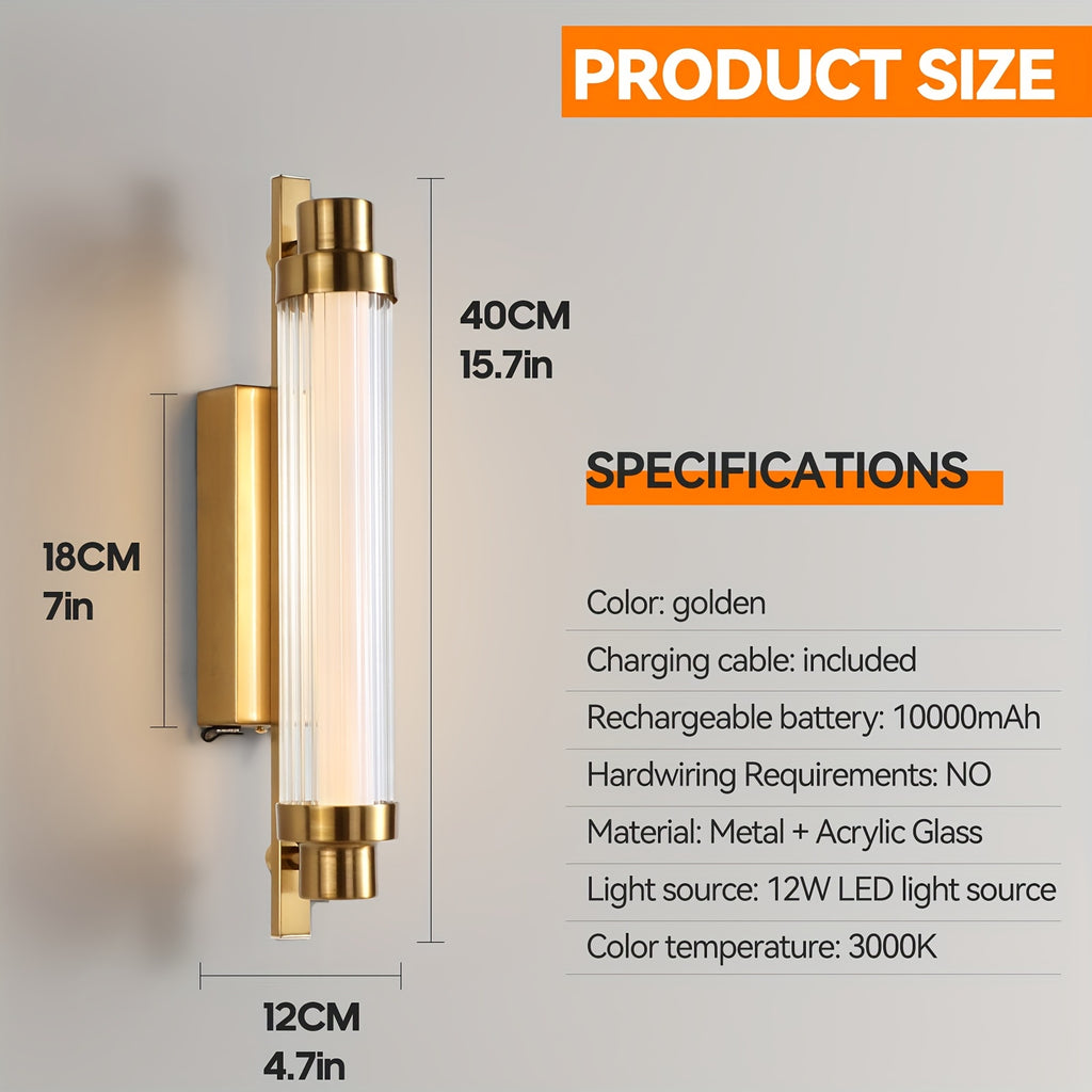 10000mAh Rechargeable Wall Lamp with Remote Control - 3000K Warm Light, Dimmable 15%-100%, Timer (3\u002F5\u002F8H), Modern Indoor Wall Lights, Easy Install for Bedroom\u002FLiving Room\u002FDining Room