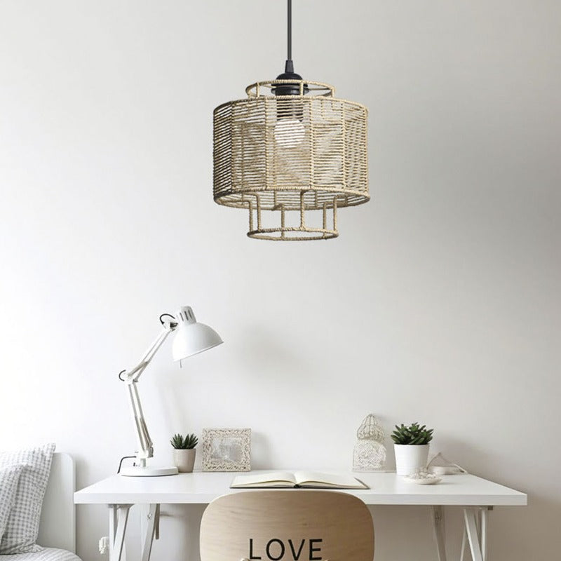 Zen-Style Decorative Lampshade Resembling Rattan And Hemp Rope, a Easy And Creative Pendant Light for Guesthouses, Hotels, And Restaurants