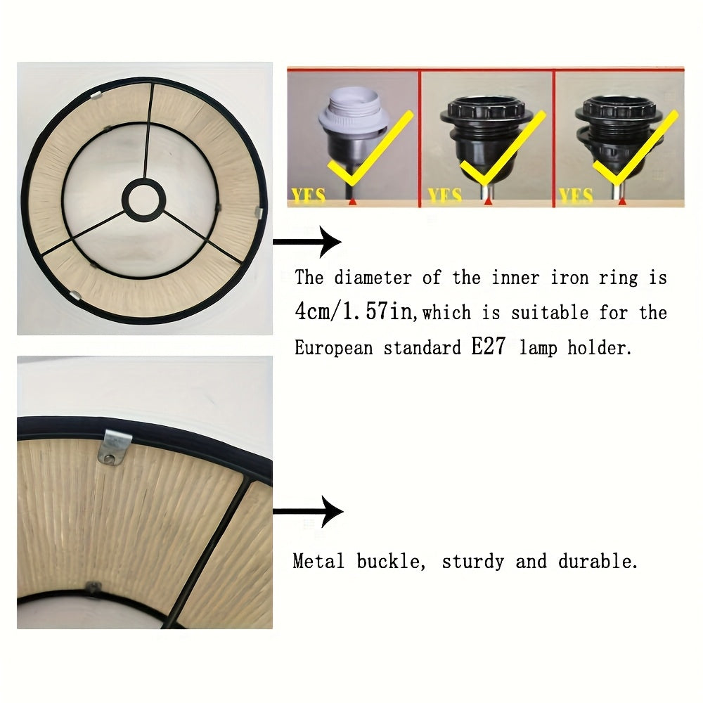1pc Bamboo Shade - Modern Cylindrical Semi-Transparent Lampshade Compatible for Floor & Desk Lamps, Tube Ceiling\u002FPendant, Installation (No Wiring Required)