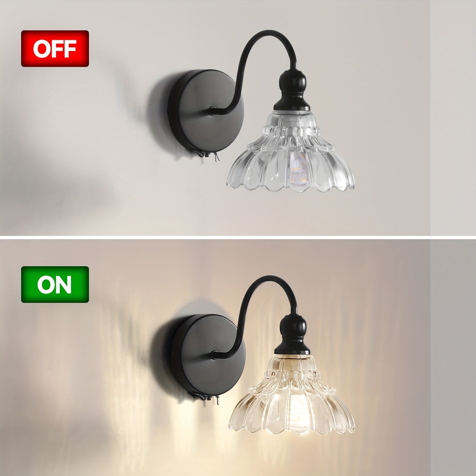 Wall Sconce Light with Remote Control Dimmable LED Lamp - Rechargeable Wall Light Suitable for Bedroom, Living Room, Bathroom, Vanity, Panel Fixtures, Infrared, Semi-Recessed Installation, Battery Operated