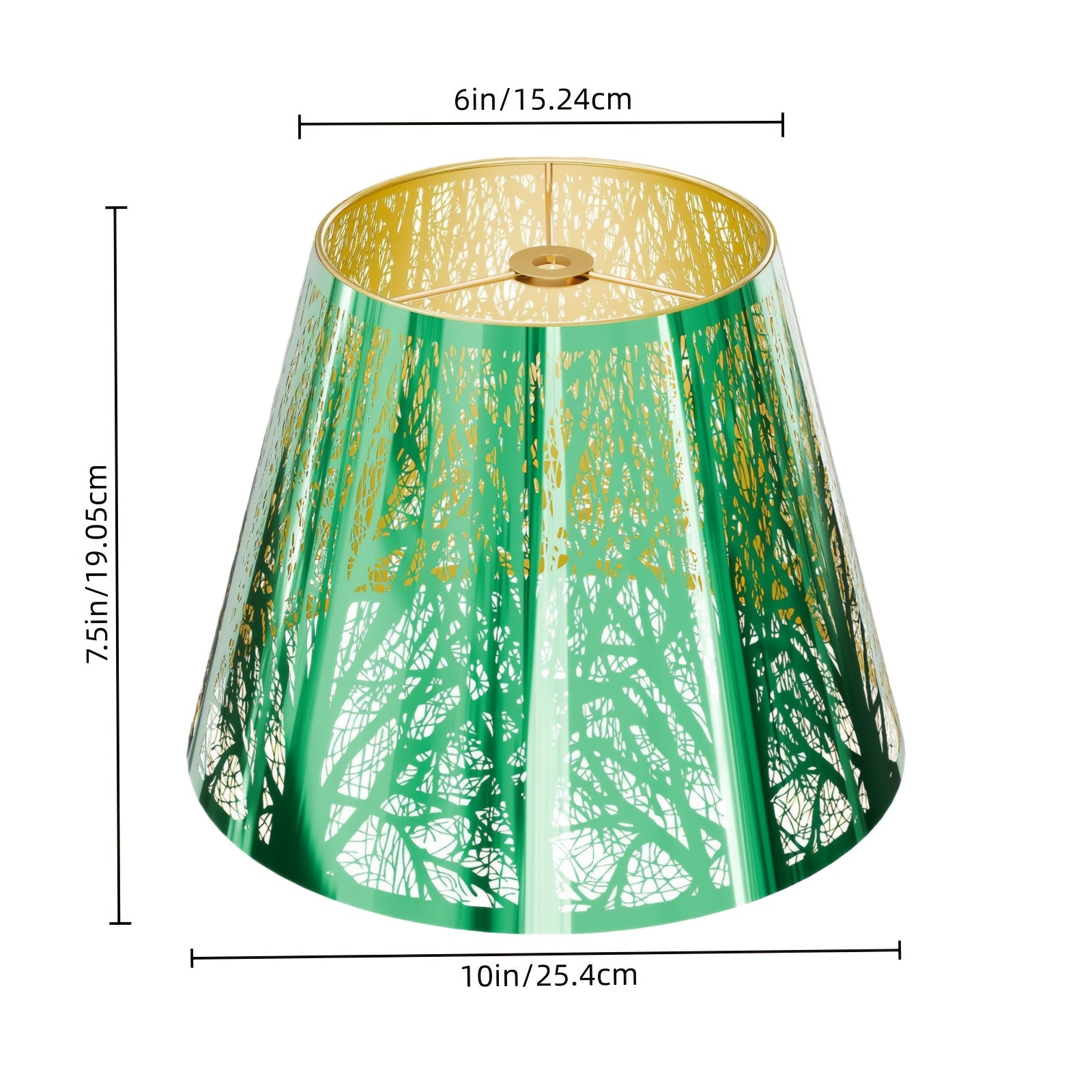 Etched Woodland Metal Lampshade Compatible for Table\u002FFloor Lamps - Black Exterior & Golden Interior Diffuser, Elegant Shade for, Square (7x13x7.8\
