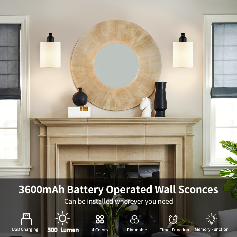 2 Sets Of Cordless LED Wall Lights with Remote Dimming Function, Suitable for 3000K-6000K Battery Powered Wall Lights In Bedrooms\u002Fcorridors, Modern Picture Lights On Walls, Warm White to Daylight (no Need for Hard Wiring)