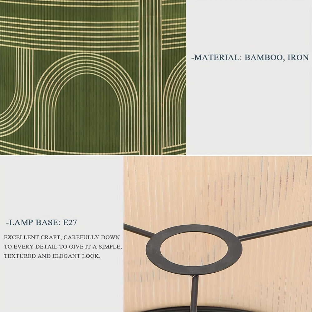 1pc Bamboo Shade - Modern Cylindrical Semi-Transparent Lampshade Compatible for Floor & Desk Lamps, Tube Ceiling\u002FPendant, Installation (No Wiring Required)