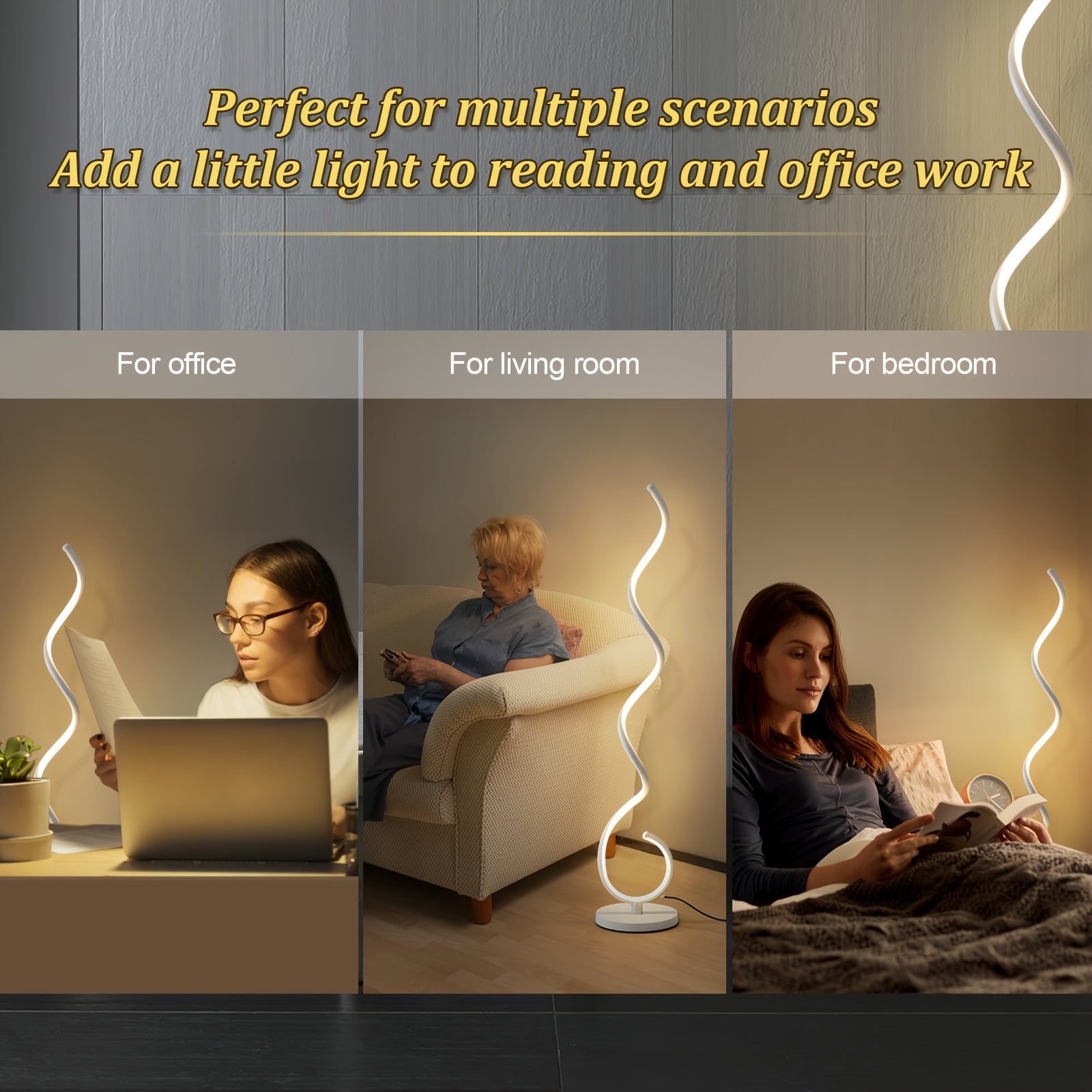 Modern Floor Lamp For Bedroom LED Floor Lamp With Remote 53 In Tall Standing Lamp Dimmable Corner Lamp 3 Color Spiral Floor Lamps For Living Room 1\u002F2H Timer