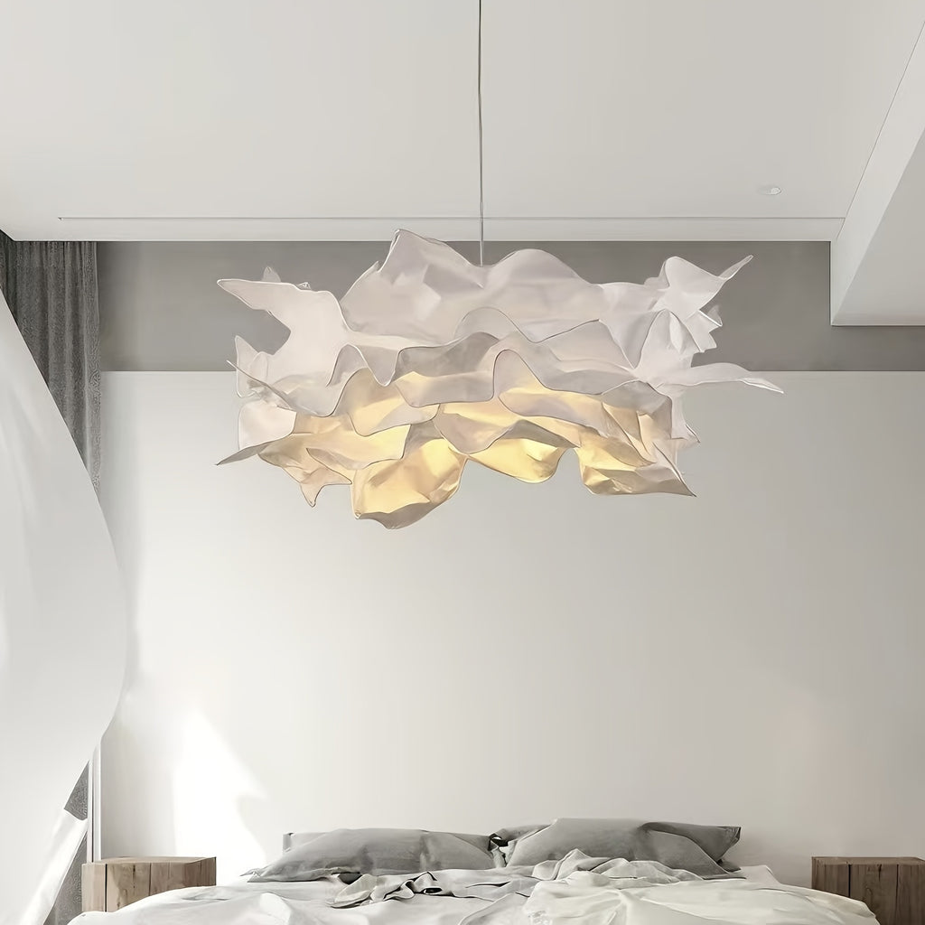 1pc Modern Cloud-Shaped Paper Lampshade Ceiling Fixture - Round Cloud Shade Suitable for Living Room, Bedroom, Bar - Easy Installation (No \u002FElectricity) in 16.93\