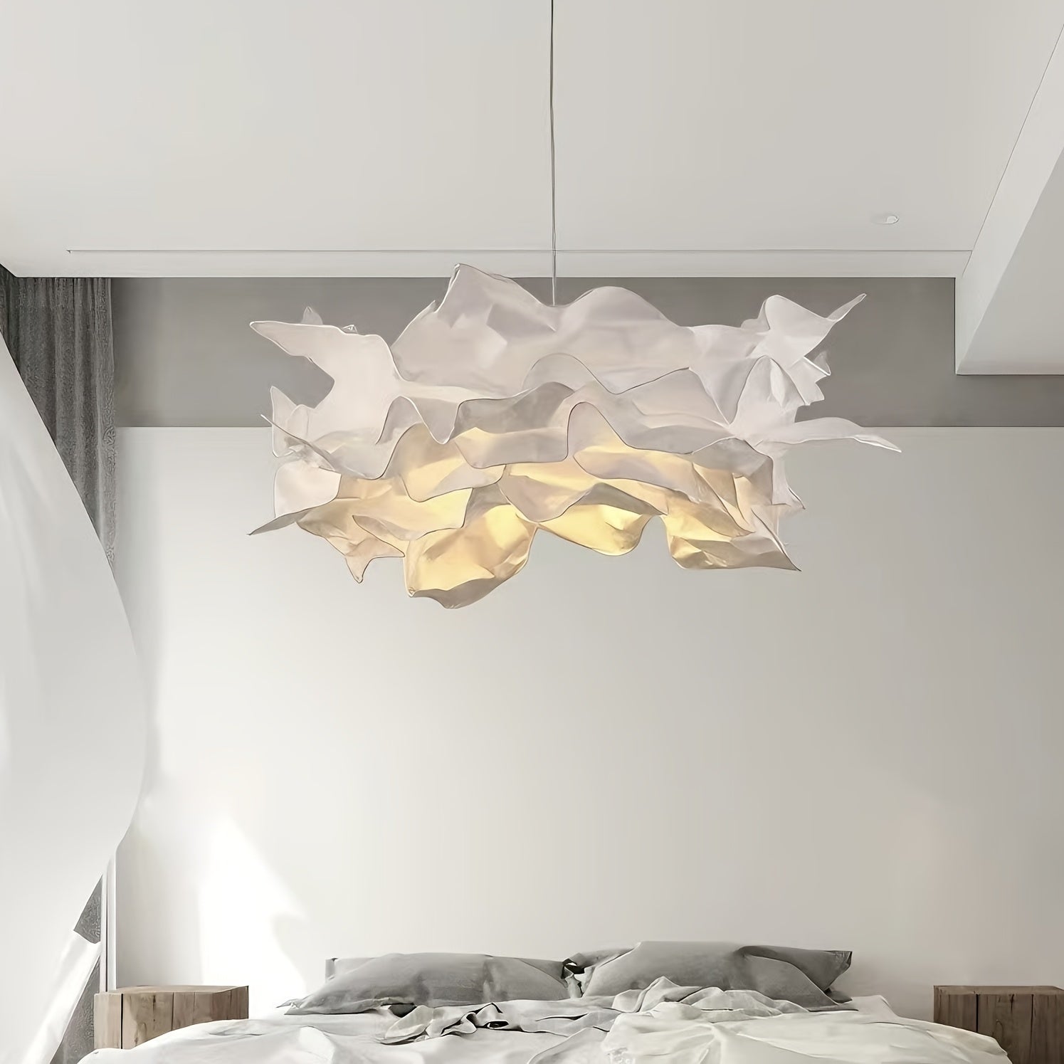 1pc Modern Cloud-Shaped Paper Lampshade Ceiling Fixture - Round Cloud Shade Suitable for Living Room, Bedroom, Bar - Easy Installation (No \u002FElectricity) in 16.93\