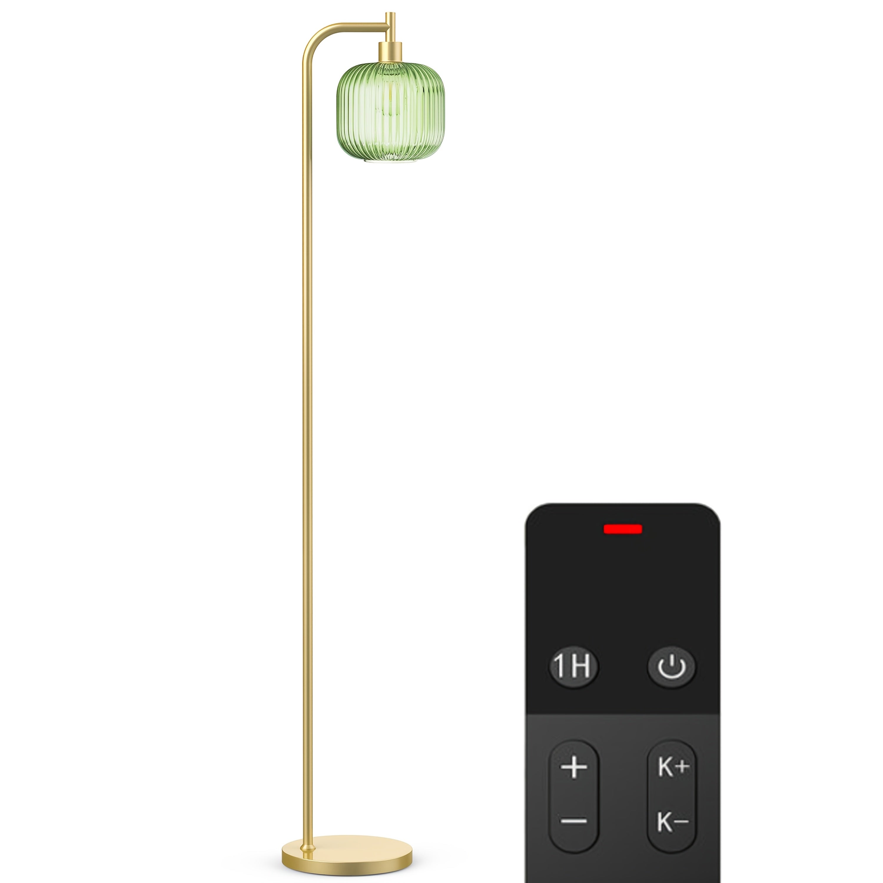 Arched Floor Lamp With Glass Shade, Bulb Included And Magnetic Remote Control, Floor Lamps For Living Room Modern