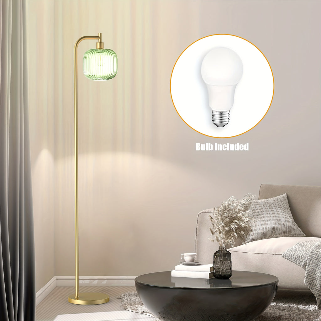 Arched Floor Lamp With Glass Shade, Bulb Included And Magnetic Remote Control, Floor Lamps For Living Room Modern