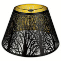 Etched Woodland Metal Lampshade Compatible for Table\u002FFloor Lamps - Black Exterior & Golden Interior Diffuser, Elegant Shade for, Square (7x13x7.8\
