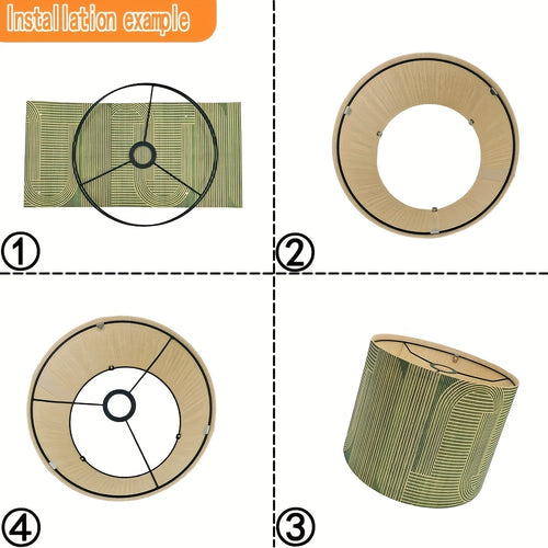1pc Bamboo Shade - Modern Cylindrical Semi-Transparent Lampshade Compatible for Floor & Desk Lamps, Tube Ceiling\u002FPendant, Installation (No Wiring Required)