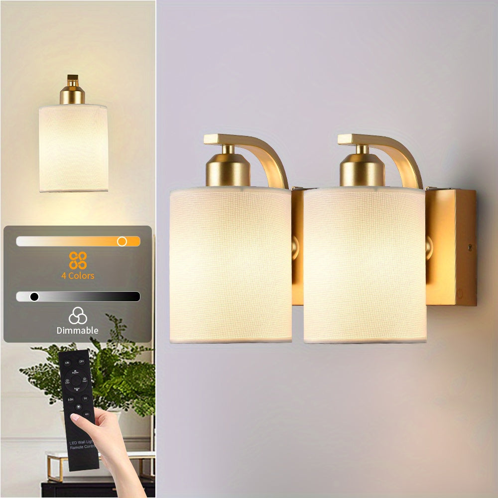 2 Sets Of Cordless LED Wall Lights with Remote Dimming Function, Suitable for 3000K-6000K Battery Powered Wall Lights In Bedrooms\u002Fcorridors, Modern Picture Lights On Walls, Warm White to Daylight (no Need for Hard Wiring)
