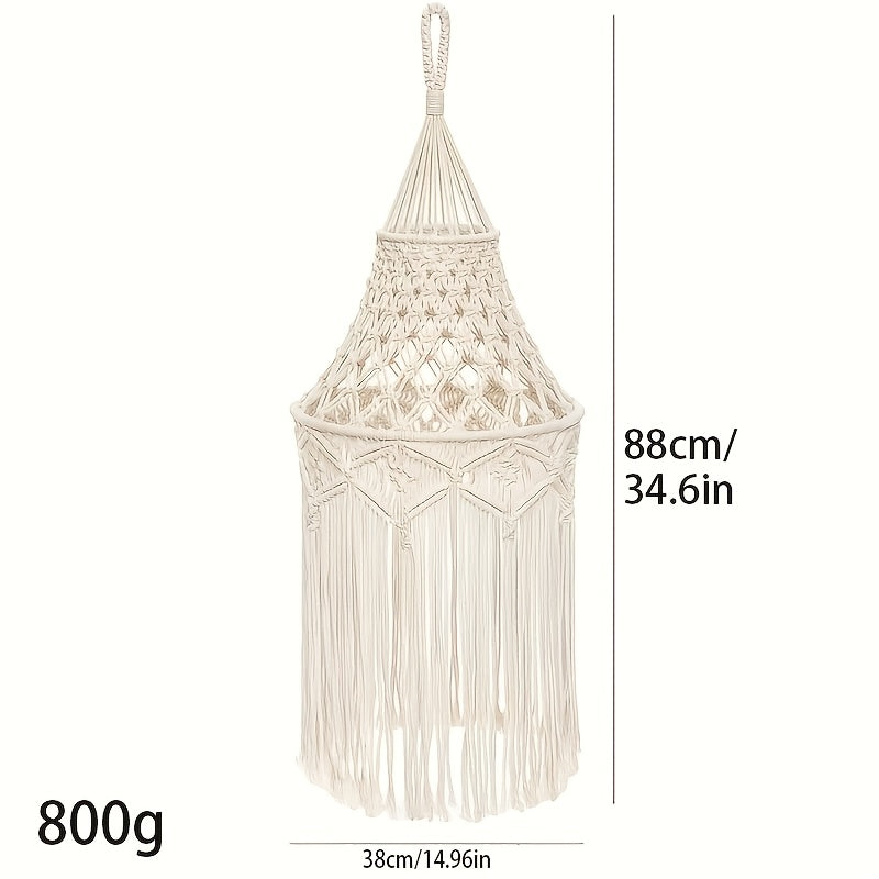 Handcrafted Bohemian Macrame Light Shade - Woven Rope Hanging Lamp Cover Featuring Wall Tapestry, Ideal for Room Decoration, Nordic Style Ceiling Or Wall Hanging for Home Aesthetics