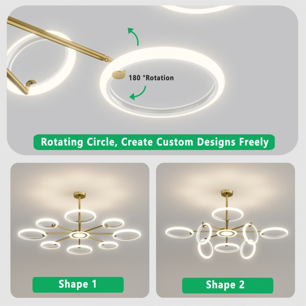 Multifunctional LED Ceiling Light with Remote Control, - 120W, 10800LM, Stepless Dimming (2800-7000K), A Height-adjustable Lamp, Perfect for Living Room, Bedroom, Etc, - White, Christmas Gift, Kitchen, Corridor, Dining Room