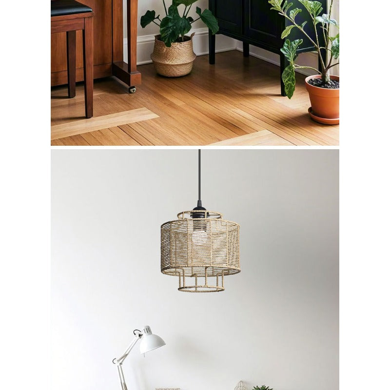 Zen-Style Decorative Lampshade Resembling Rattan And Hemp Rope, a Easy And Creative Pendant Light for Guesthouses, Hotels, And Restaurants