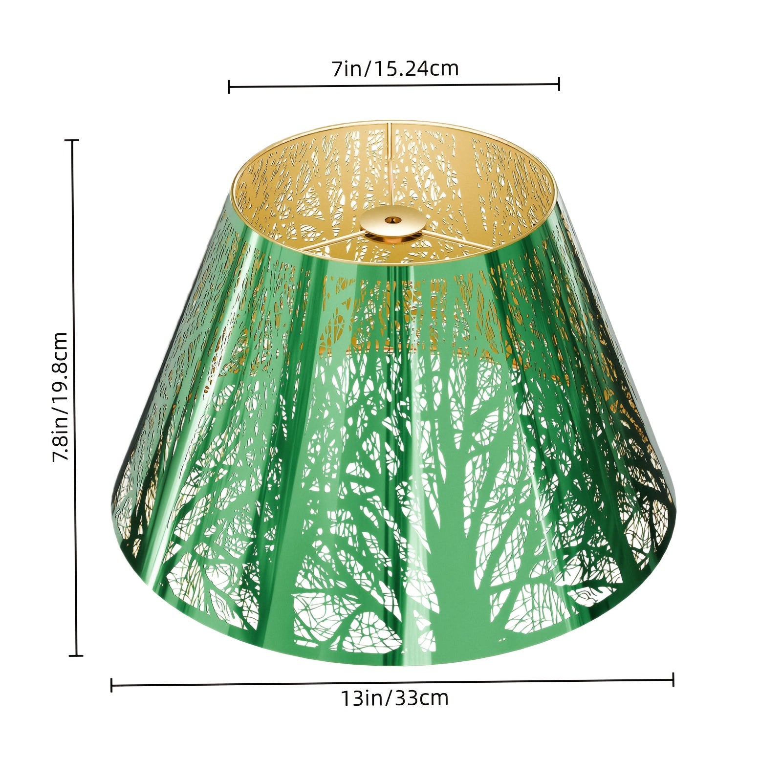 Etched Woodland Metal Lampshade Compatible for Table\u002FFloor Lamps - Black Exterior & Golden Interior Diffuser, Elegant Shade for, Square (7x13x7.8\