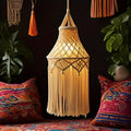 Handcrafted Bohemian Macrame Light Shade - Woven Rope Hanging Lamp Cover Featuring Wall Tapestry, Ideal for Room Decoration, Nordic Style Ceiling Or Wall Hanging for Home Aesthetics
