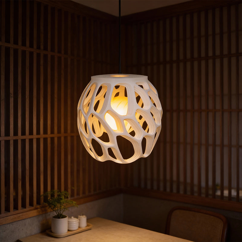 3D Printed Spherical Lampshade with Honeycomb Pattern - Diffused Soft Light Ceiling Fixture, Plastic Ceiling Dome Light for Bedroom & Restaurant, Modern Ambient Lighting for Cozy Atmosphere ( Installation)
